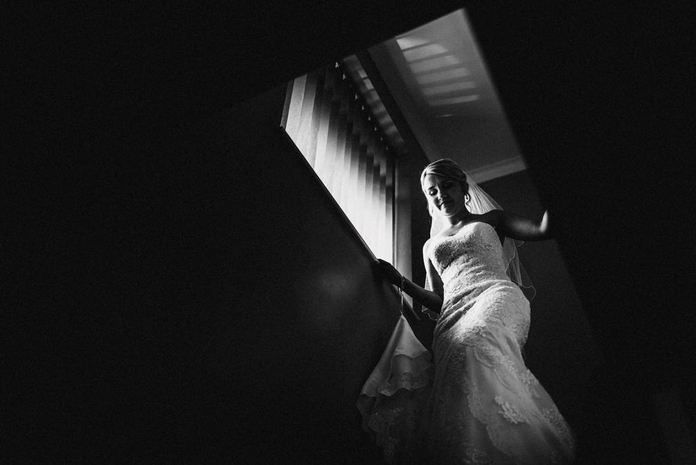 bride coming down stairs