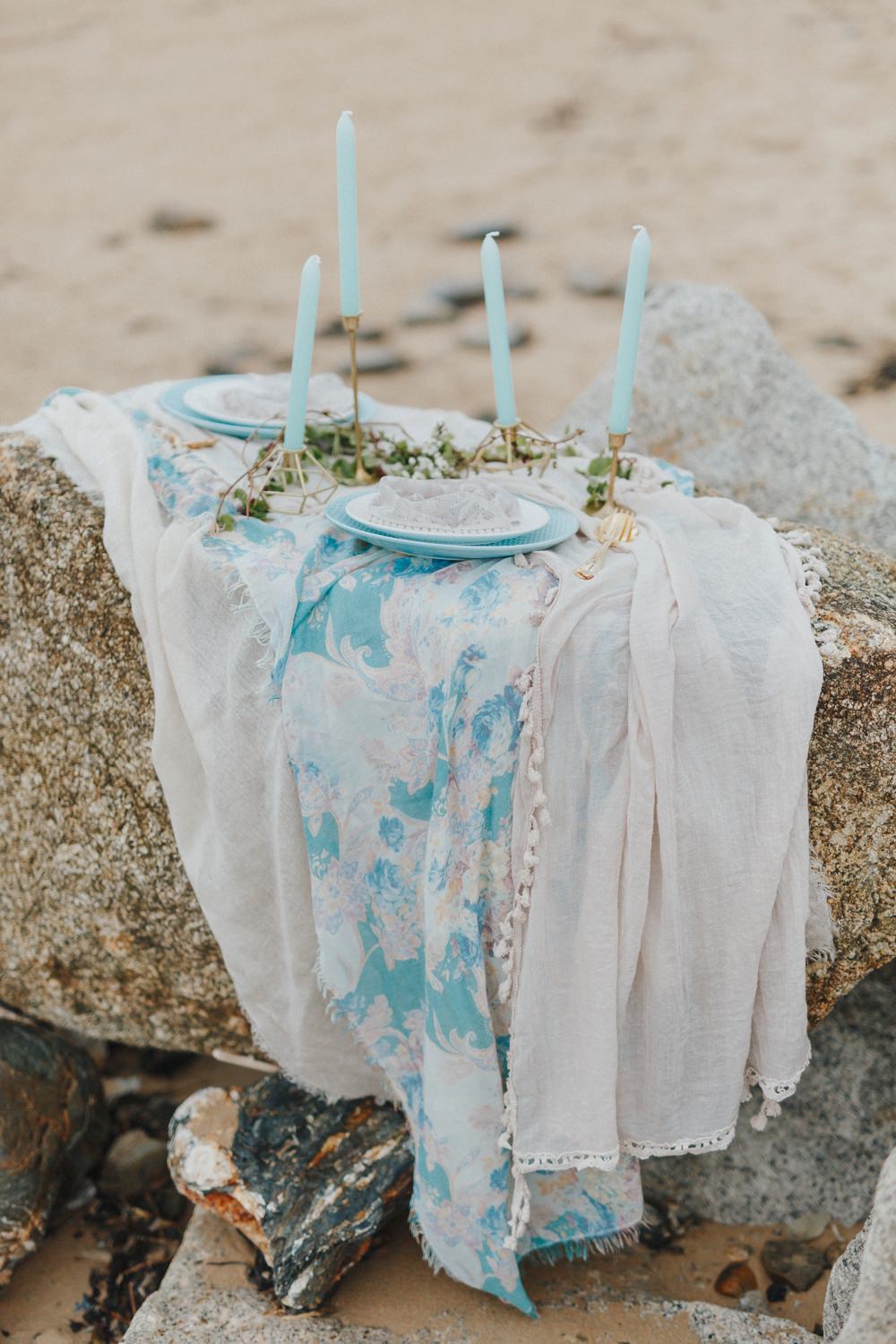 bride on beach with bouquet
