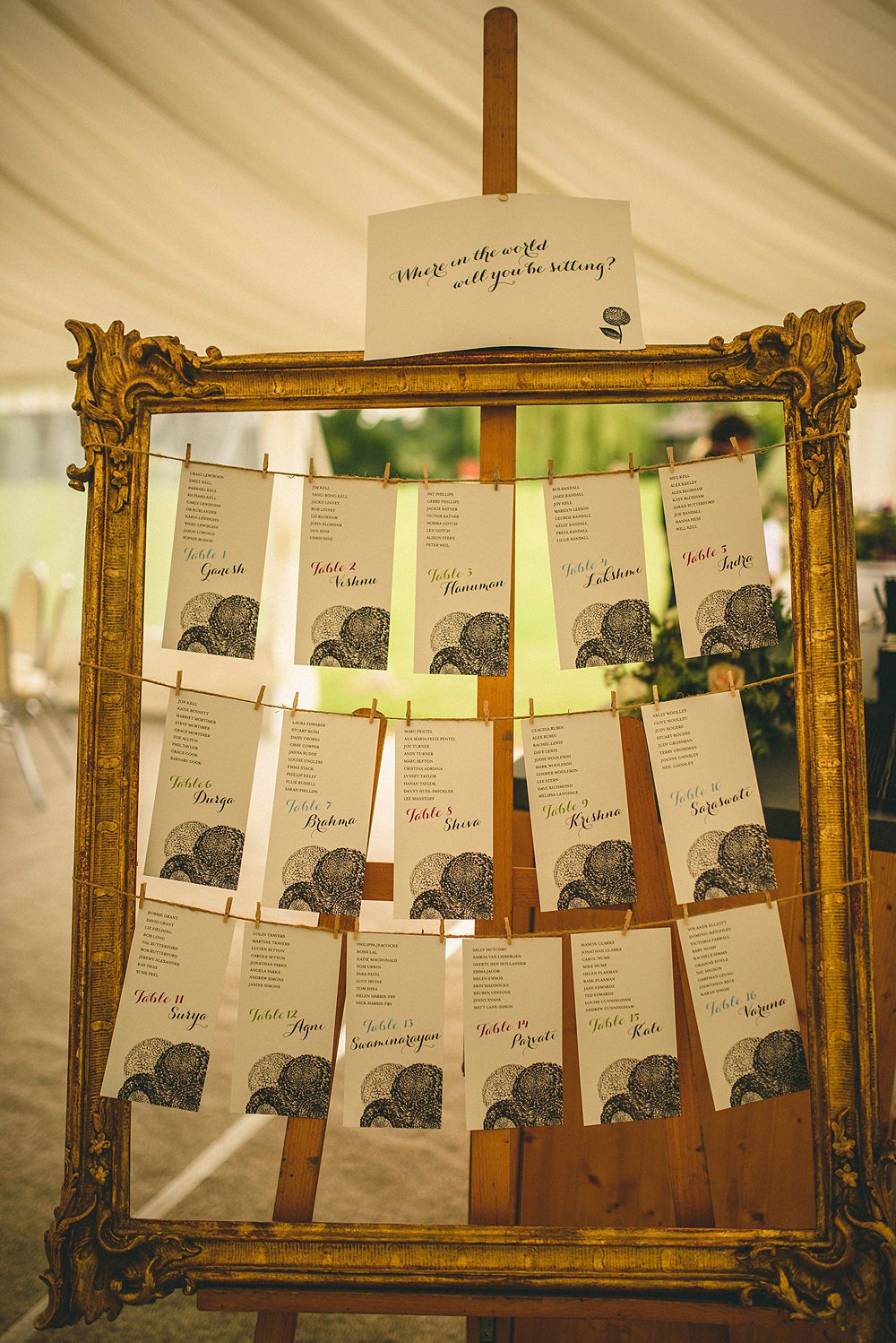 Pretty table plan in marquee
